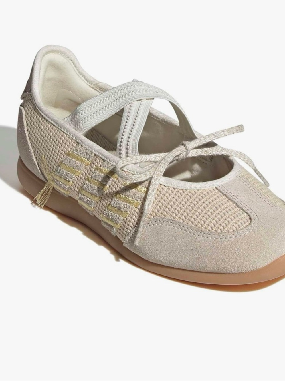adidas Cream & Pale Yellow Mesh Ballet Sneakers - Picture 2 of 7